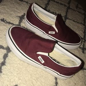Maroon vans slip on Worn once